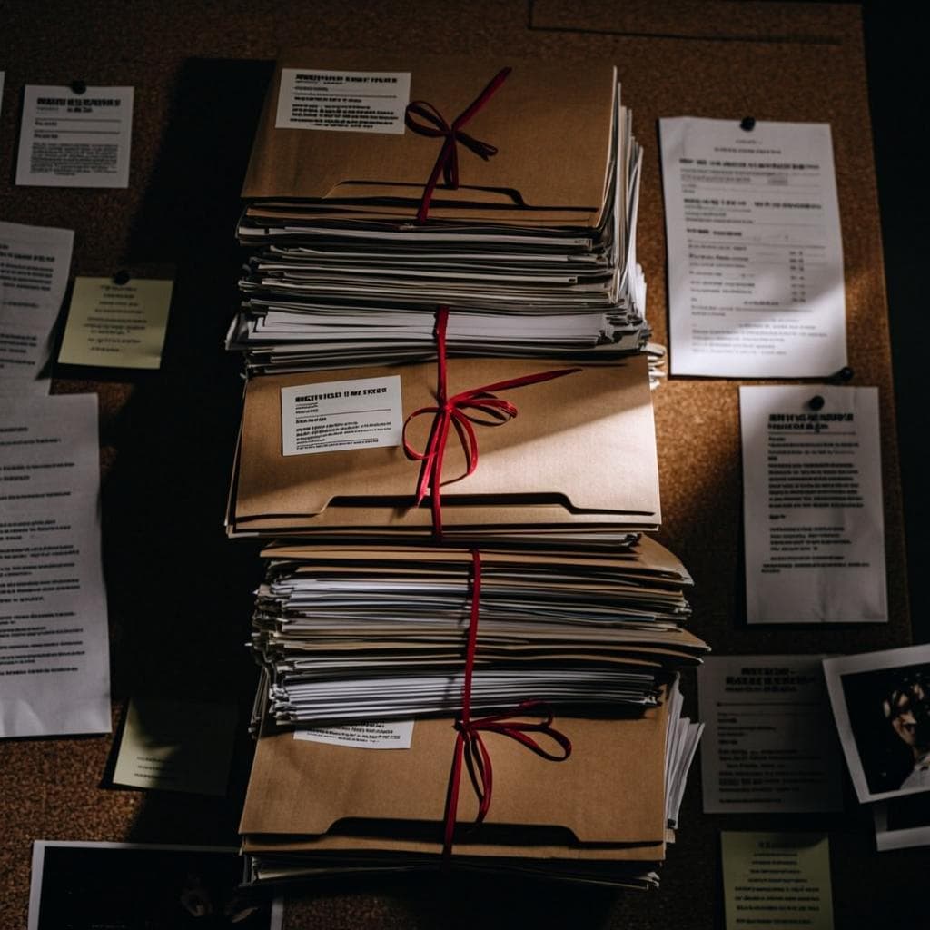 Case files connected with red string